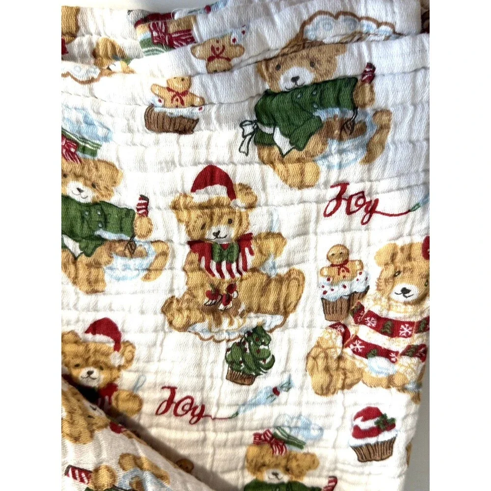 Envogue Christmas Teddy Bears Dish Kitchen Towels 100% Cotton Gauze Set of 2